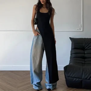 Lamuusaa Long Tank Tops y2k Clothes Women Casual Solid Color Sleeveless Asymmetric Hem T Shirt Vest 2000s Clothing Streetwear